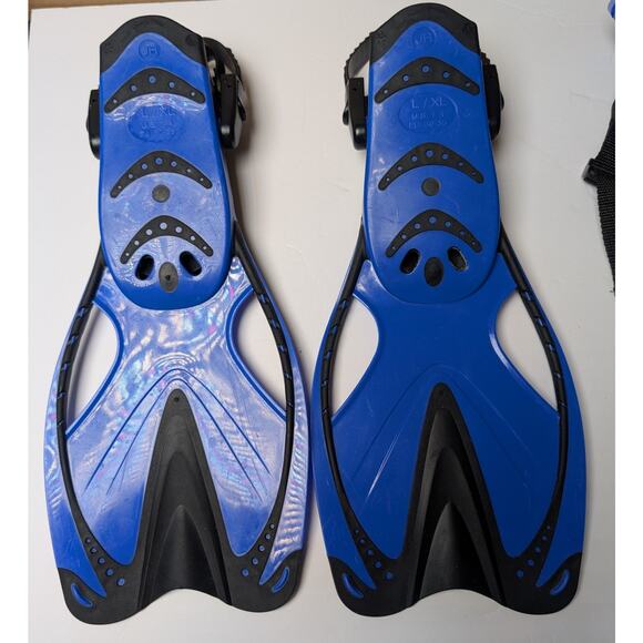 Speedo Snorkel Fin Set YOUTH JR Size L/XL 1-4 Set Blue dive beach water NO MASK - Picture 4 of 7